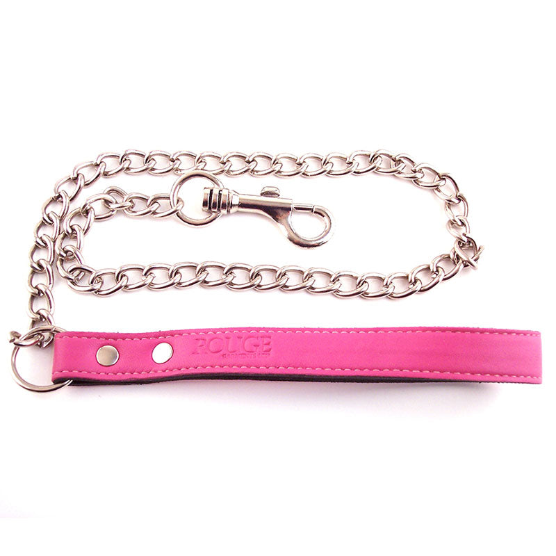 Rouge Garments Pink Leather Pet Lead with Metal Chain