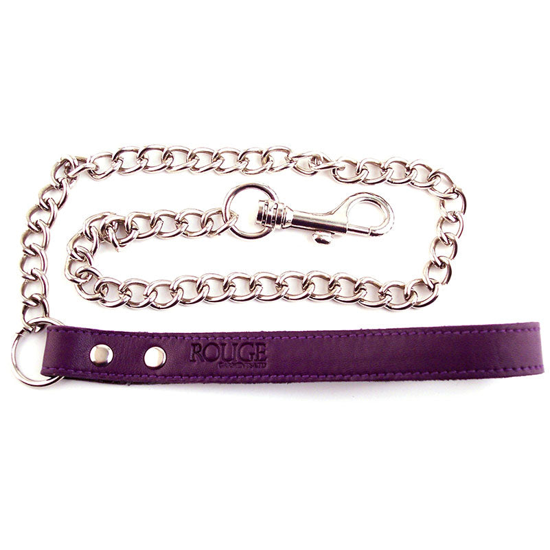 Rouge Garments Purple Leather Lead with Chain and Hook