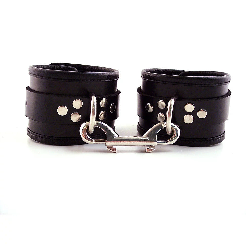 Rouge Garments Black Adjustable Leather Ankle Cuffs