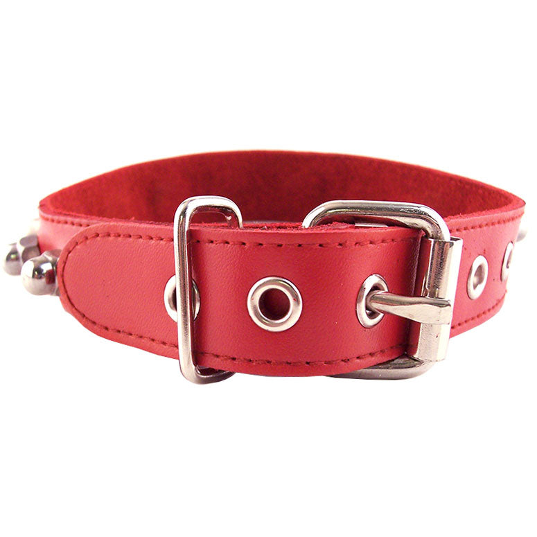 Rouge Garments Red Leather Adjustable Nut Stud Collar