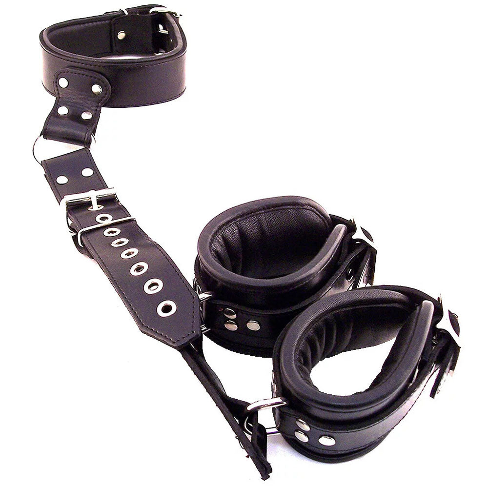 Rouge Garments Black Luxury Leather Neck to Wrist Restraints