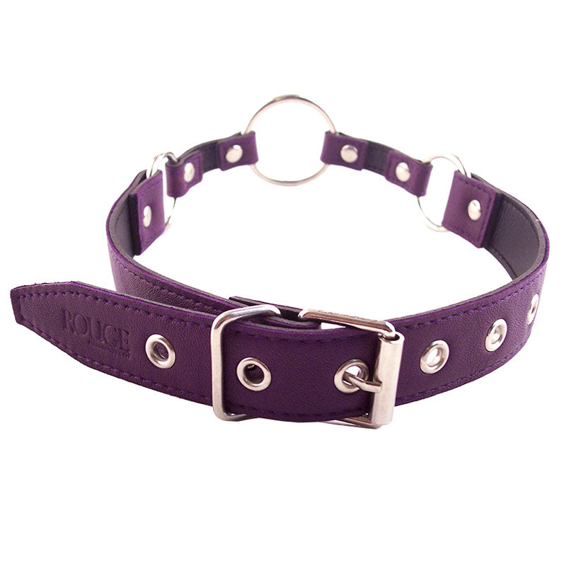 Rouge Garments Purple Leather O Ring Gag with Strap
