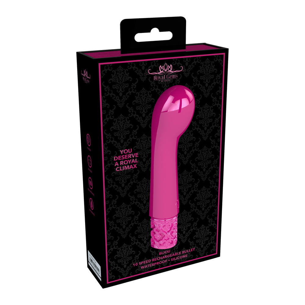 Royal Gems Pink Rechargeable Silicone Bullet with 10 Speeds