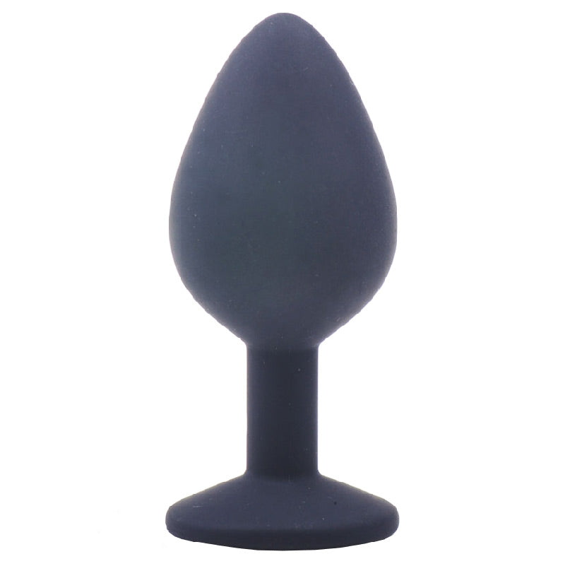 Luxuria Medium Black Silicone Butt Plug with Purple Diamond Base