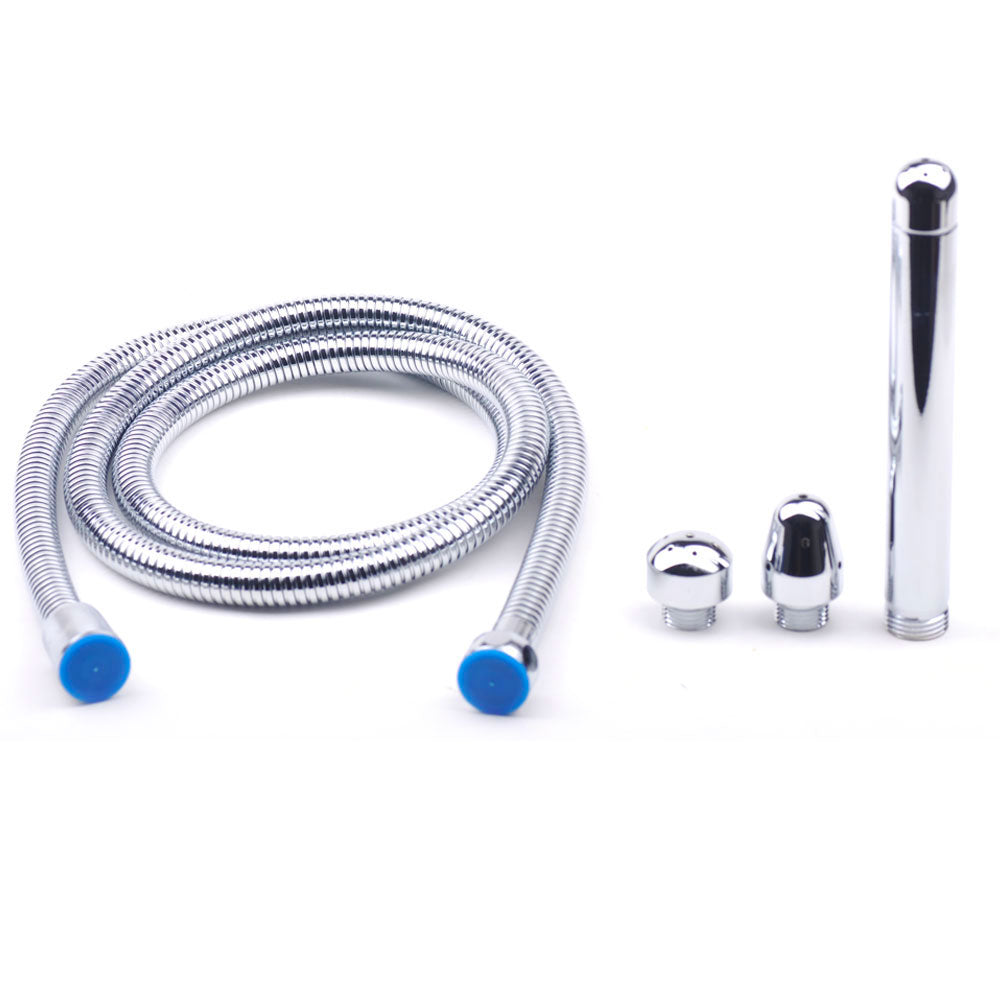Elegant Silver Metal Shower Cleaning System with 3 Heads