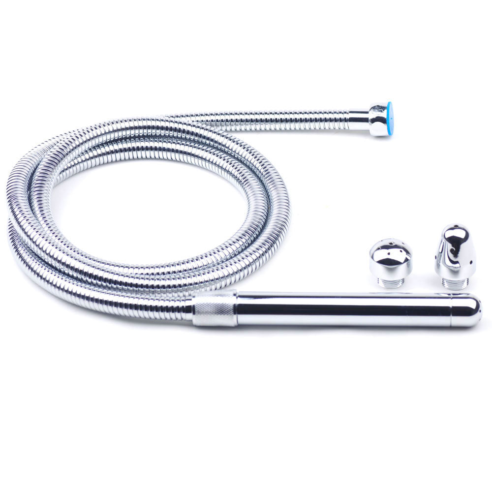 Elegant Silver Metal Shower Cleaning System with 3 Heads