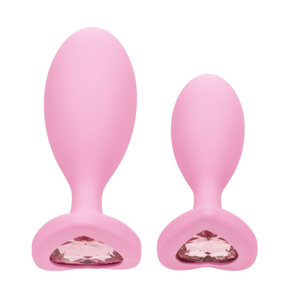 Crystal Bliss Pink Heart Gem Butt Plug Set for Training