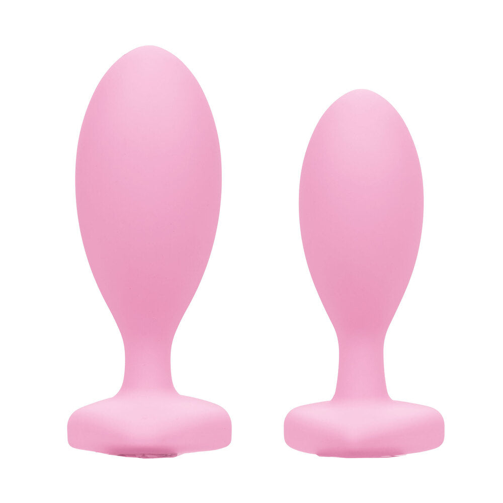 Crystal Bliss Pink Heart Gem Butt Plug Set for Training