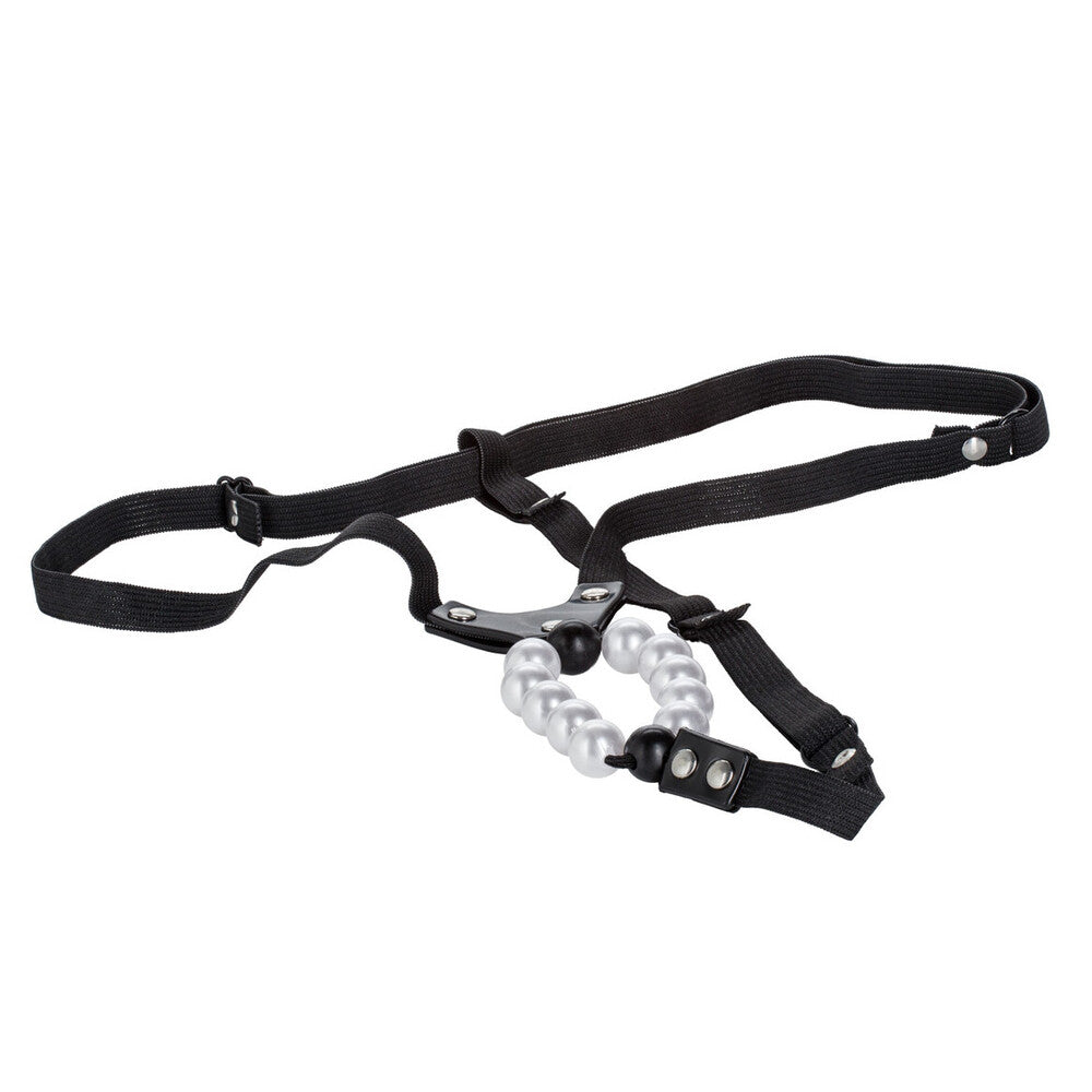 Lovers Black Thong with Pearl-Finish Stroker Beads
