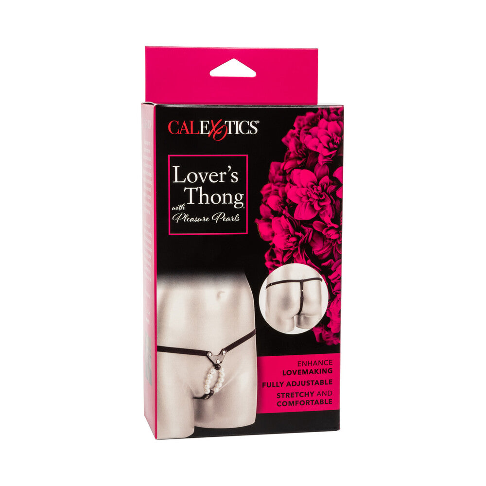 Lovers Black Thong with Pearl-Finish Stroker Beads