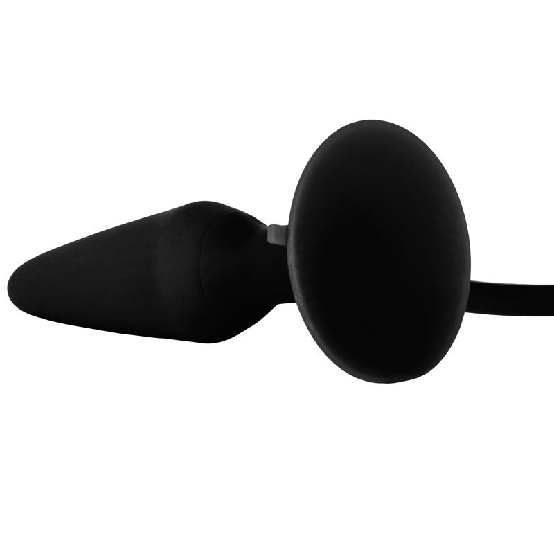 Booty Call Black Inflatable Silicone Anal Plug with Suction Cup