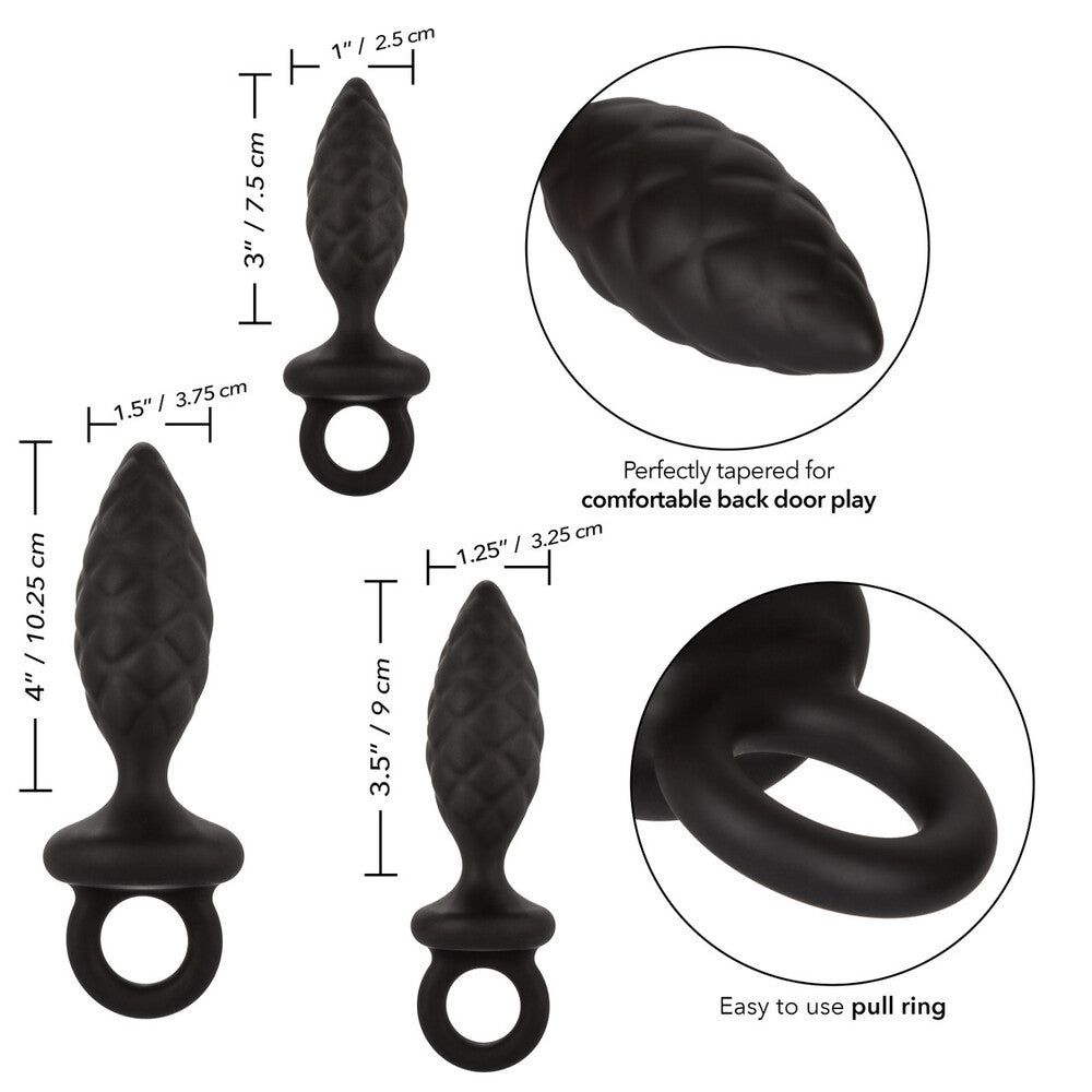 California Exotic 3 Piece Silicone Butt Plugs Set Measurements