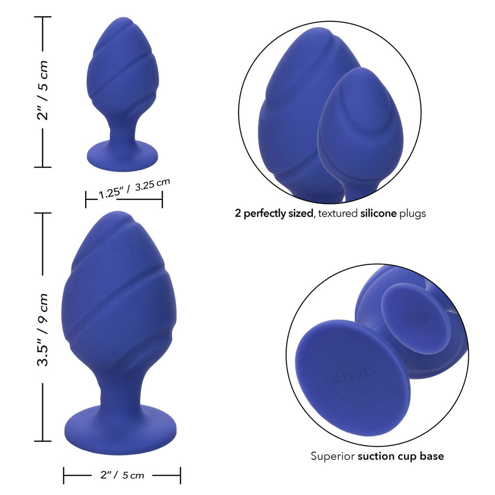 Cheeky Purple Silicone Butt Plug Duo with Suction Cup Base