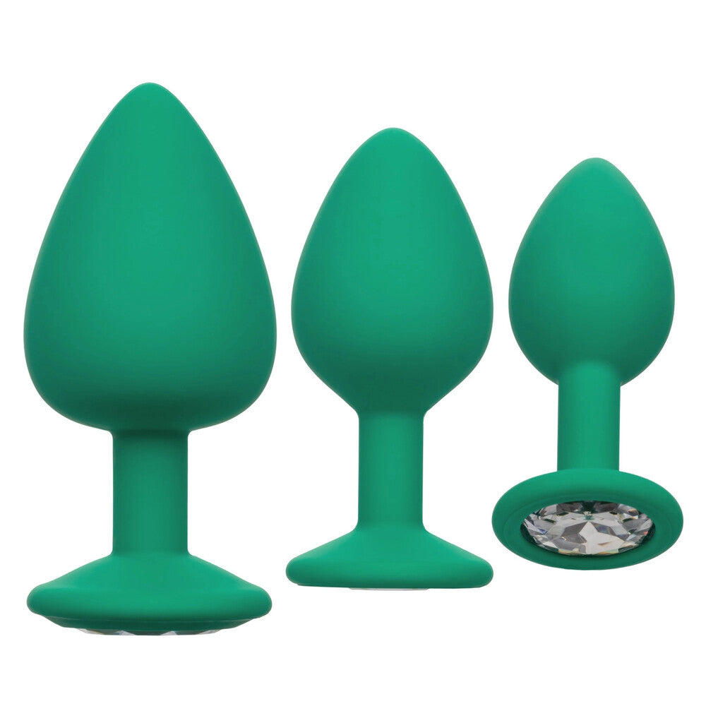 Cheeky Gems Green 3 Piece Graduated Butt Plug Set