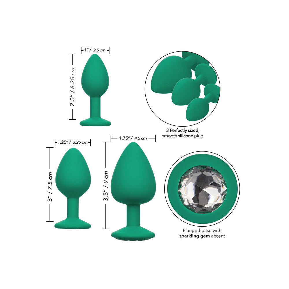Cheeky Gems Green 3 Piece Graduated Butt Plug Set