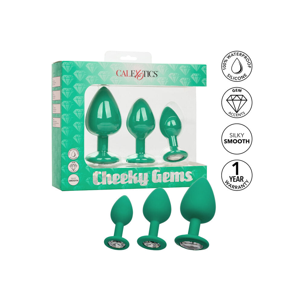 Cheeky Gems Green 3 Piece Graduated Butt Plug Set