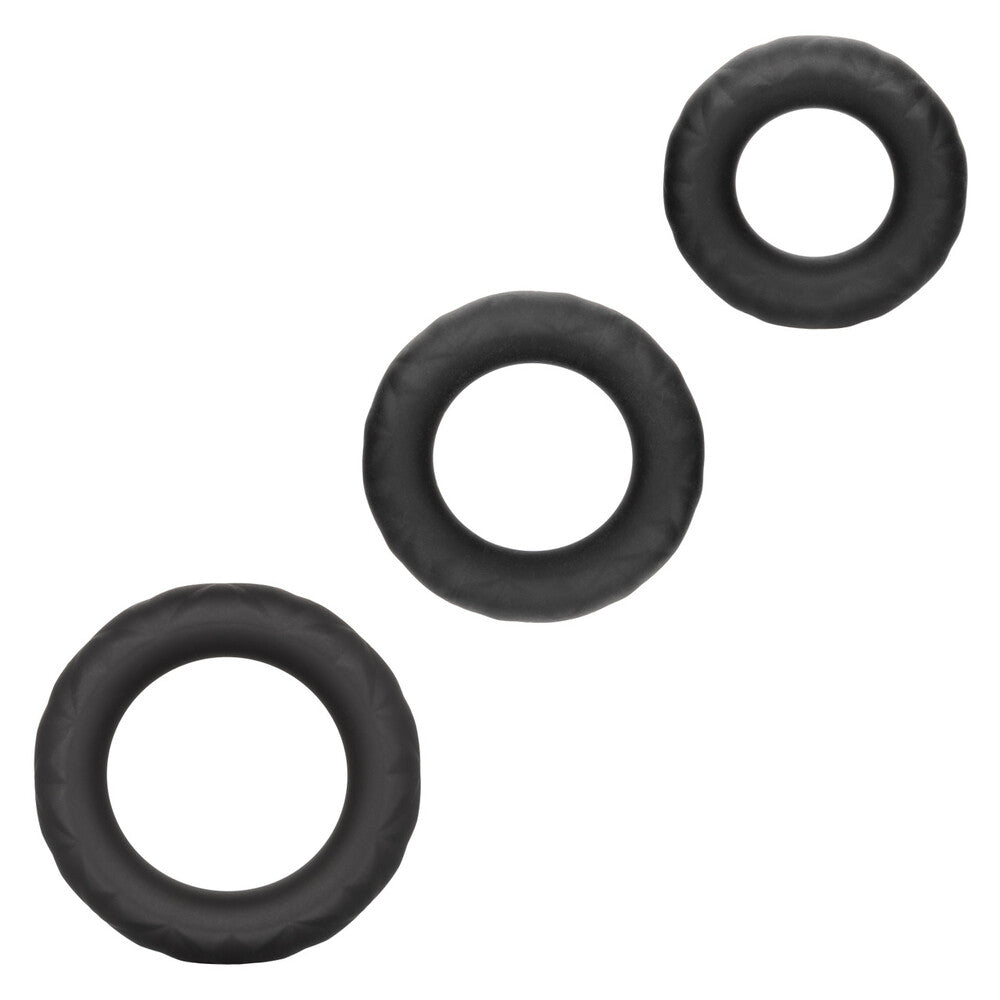 Link Up Black Supreme Cock Ring Set with Diamond Texture