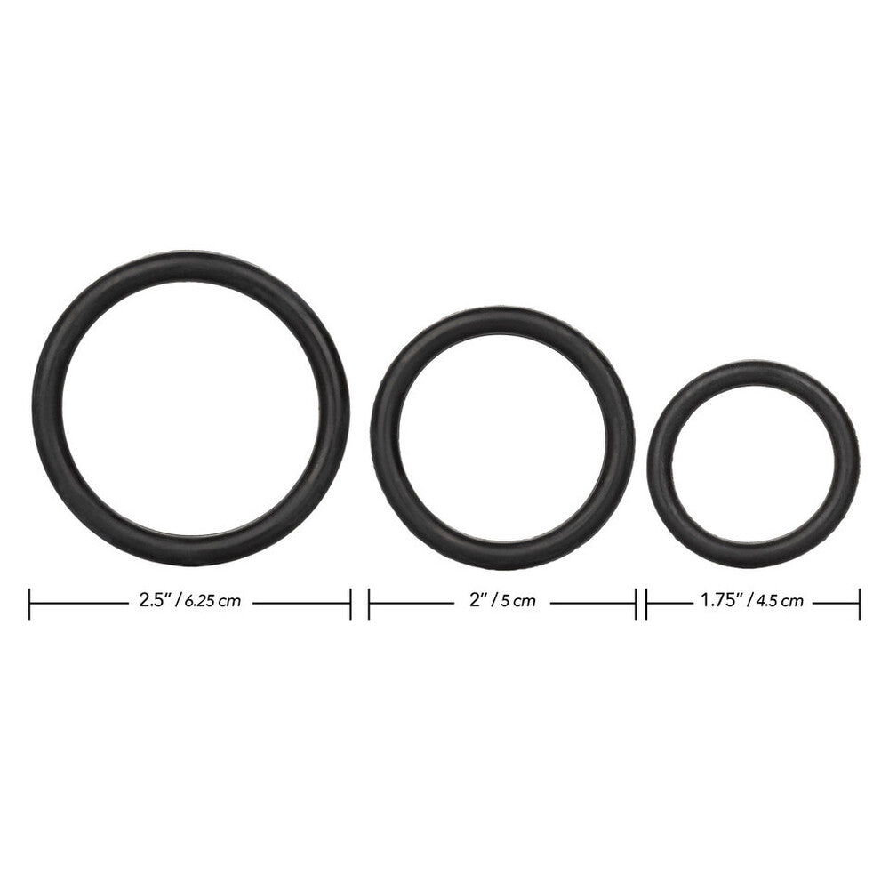 California Exotic 3-Piece Rubber Cock Ring Set Measurements