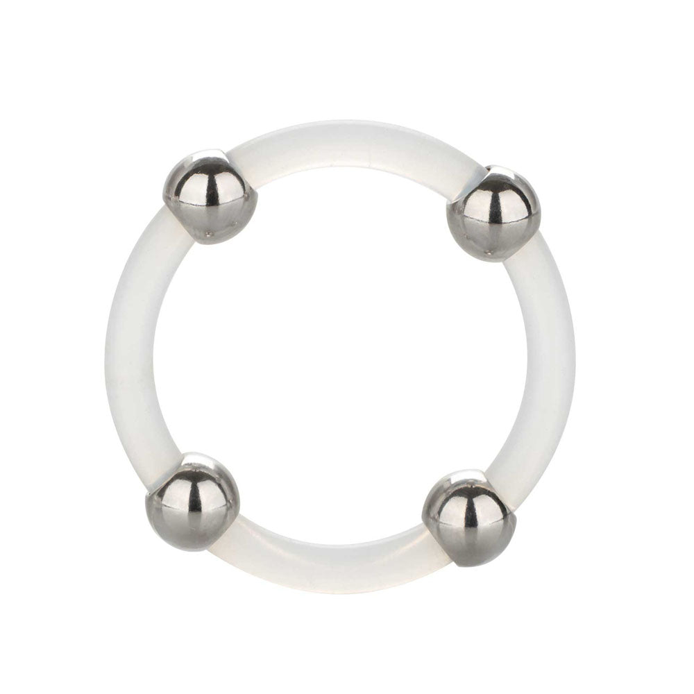 Intimate Bliss Black Silicone Ring Large Steel Beaded