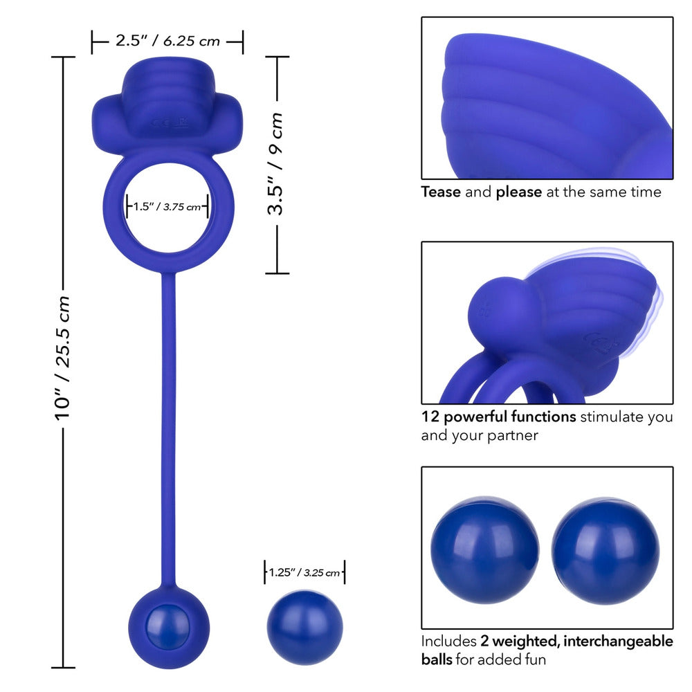 Silicone Bliss Black Dual Rockin Rim Enhancer Cock Ring