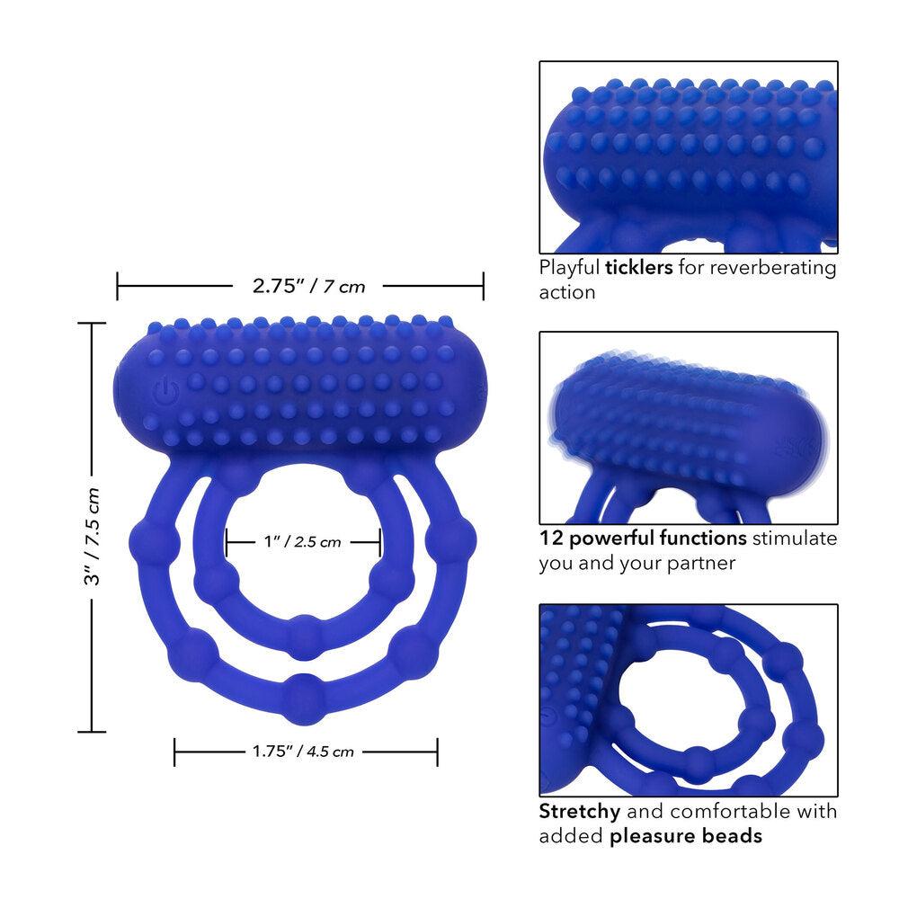 California Exotic Blue 10-Bead Maximus Cock Ring