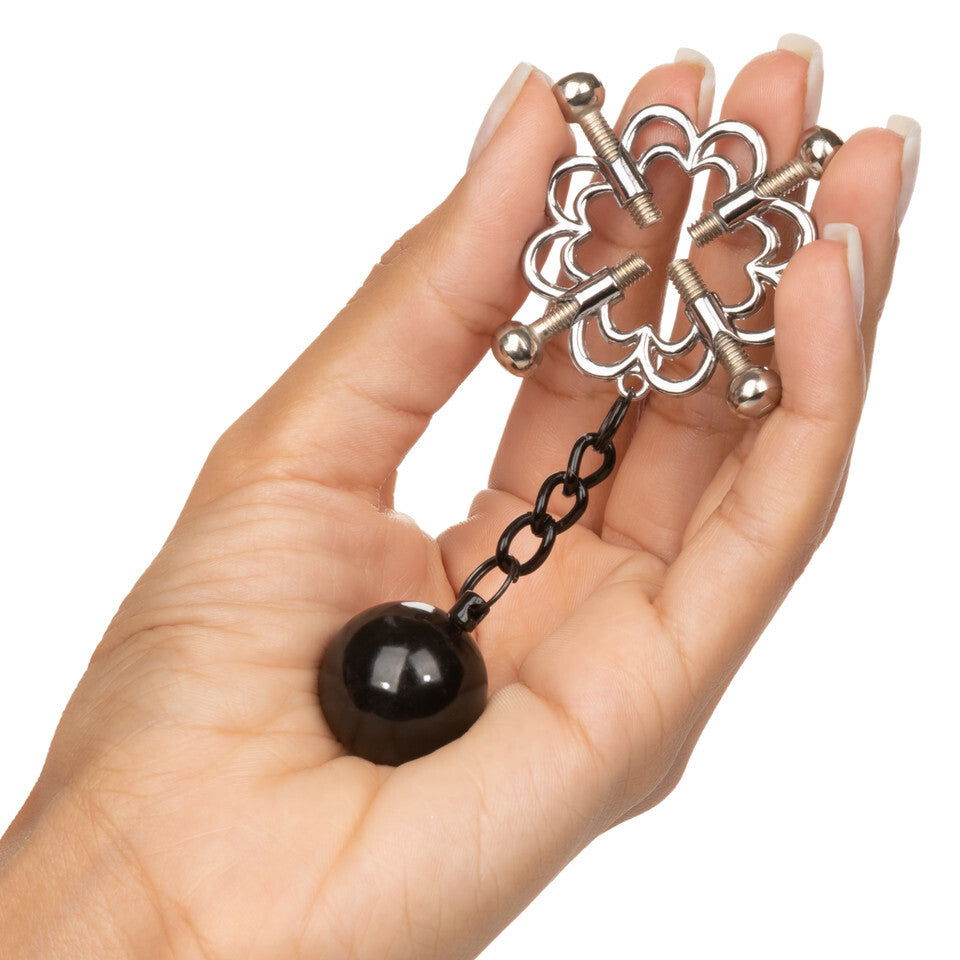 PleasureCraft Silver Nipple Grips 4 Point Weighted Press