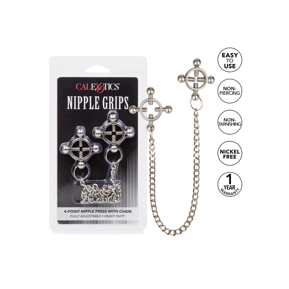 Nipple Grips Black 4-Point Nipple Press with Chain