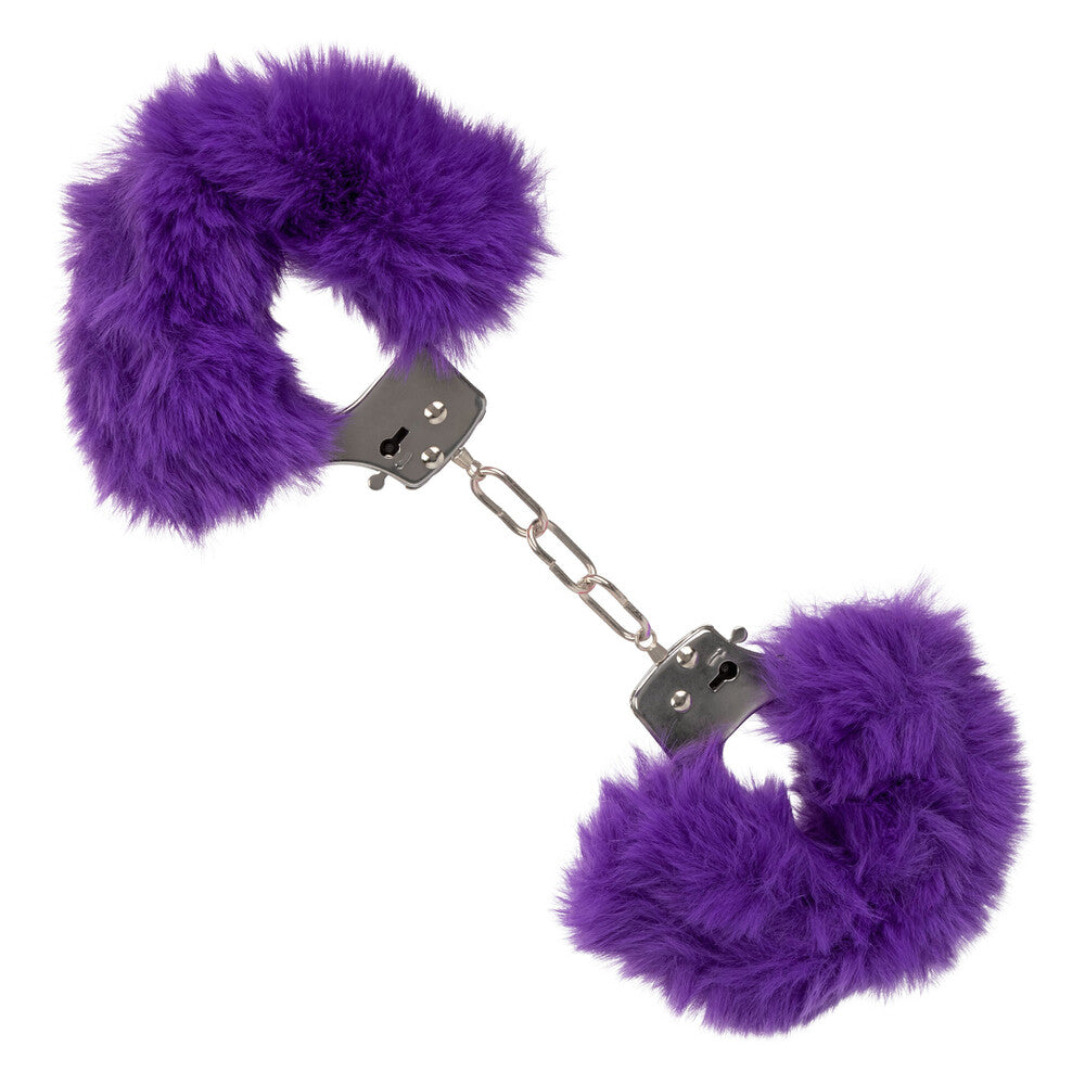 Ultra Fluffy Purple Bondage Cuffs with Faux Fur Lining