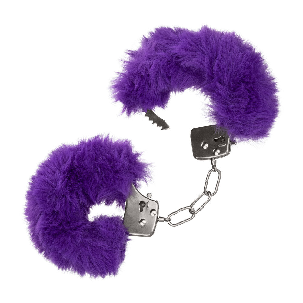 Ultra Fluffy Purple Bondage Cuffs with Faux Fur Lining