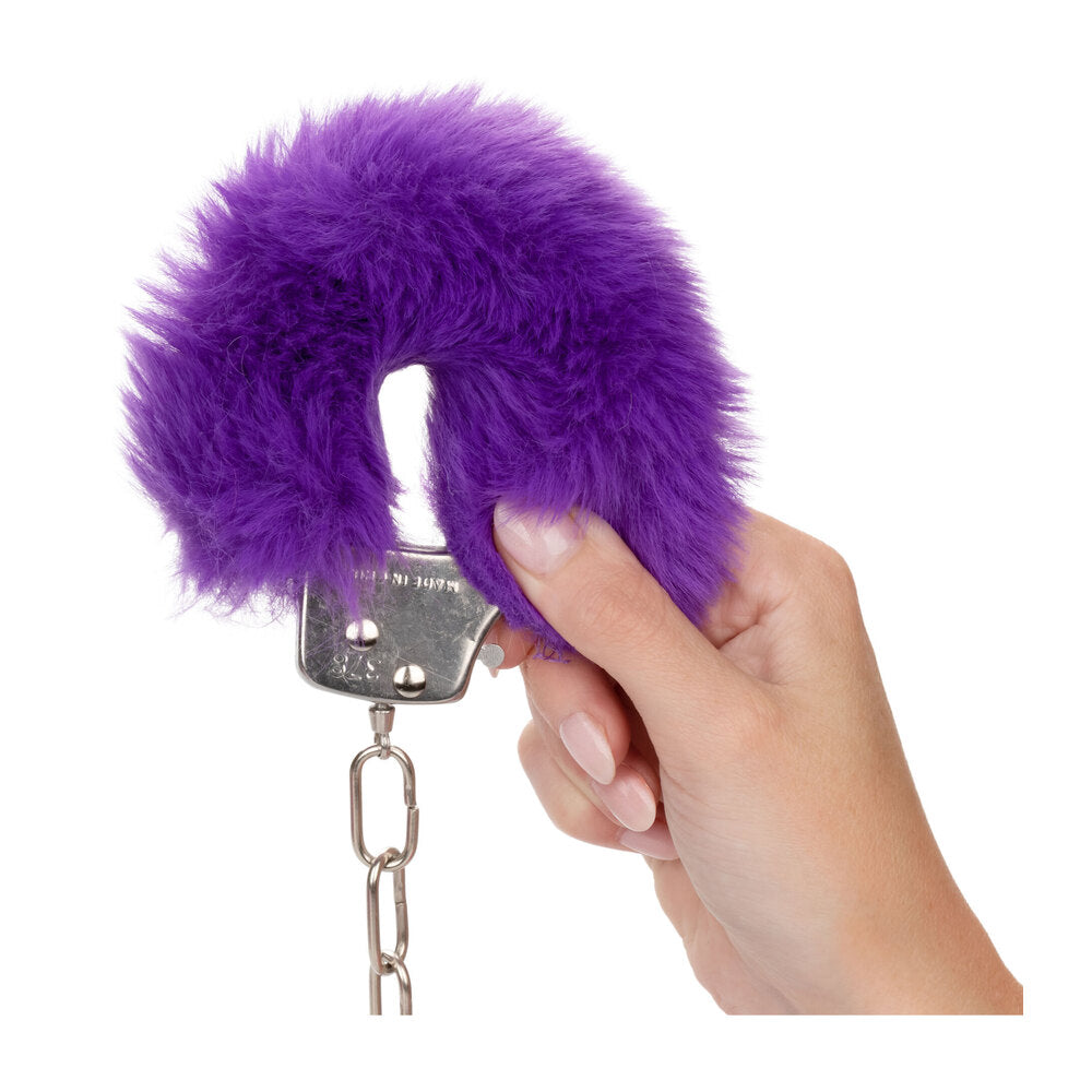 Ultra Fluffy Purple Bondage Cuffs with Faux Fur Lining