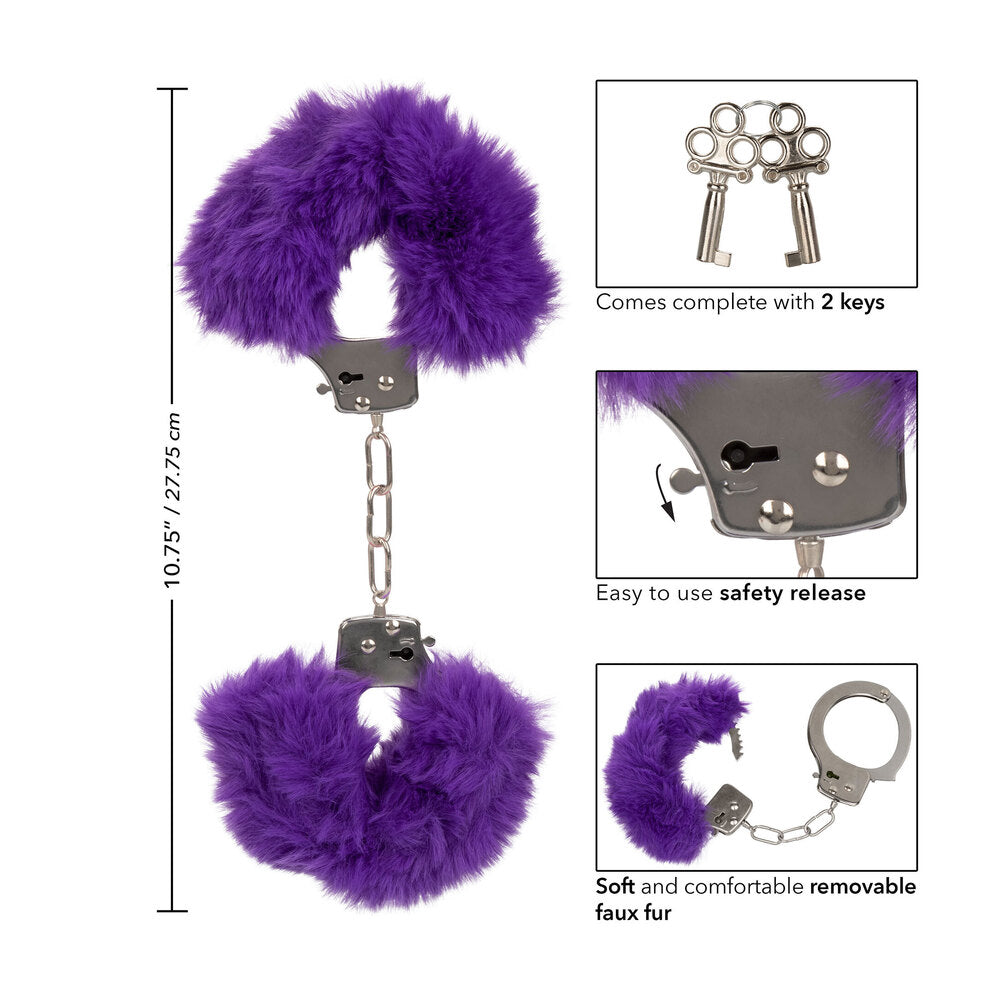 Ultra Fluffy Purple Bondage Cuffs with Faux Fur Lining