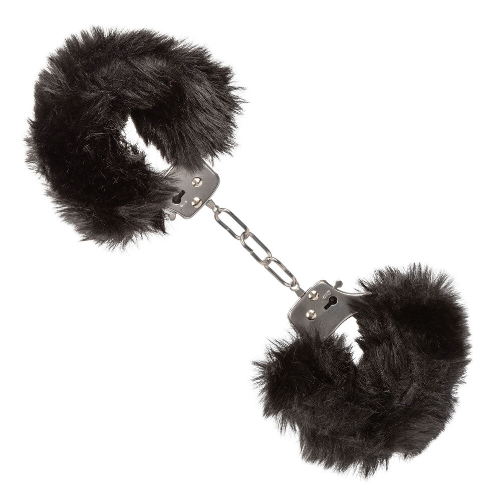 Furry Fetish Black Fluffy Cuffs with Adjustable Fit