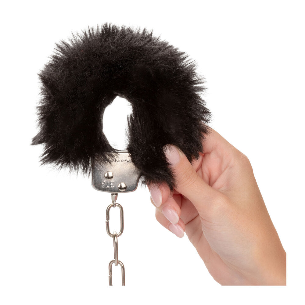 Furry Fetish Black Fluffy Cuffs with Adjustable Fit