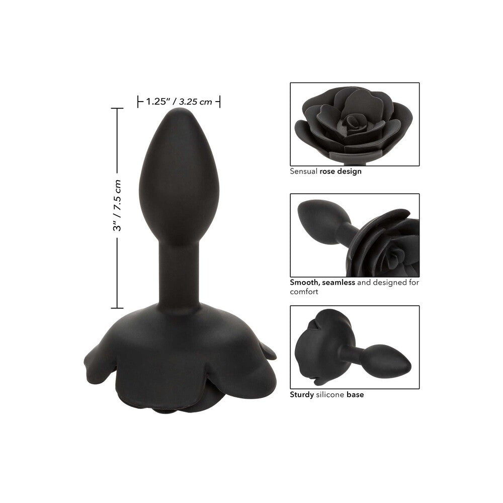 CalExotics Black Small Rose Silicone Anal Plug for Beginners