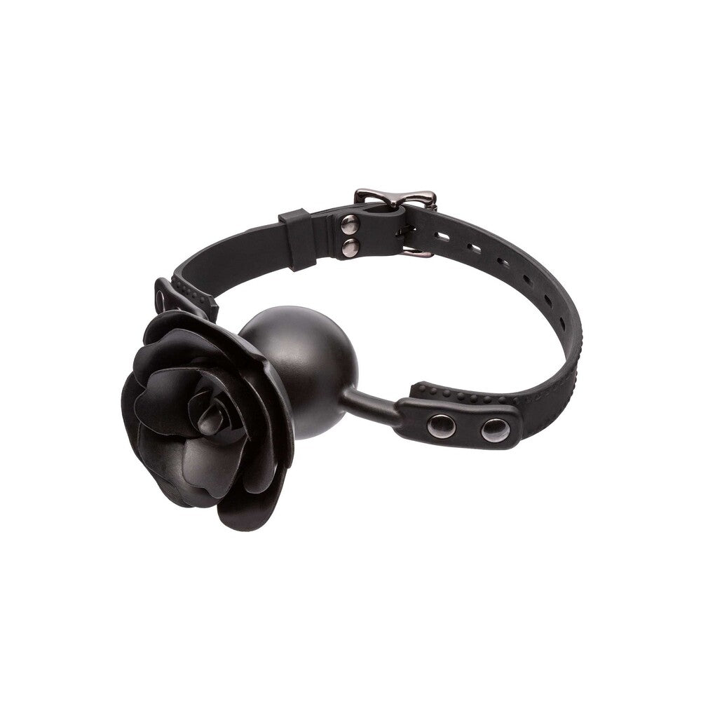 CalExotics Black Forbidden Rose Gag with Removable Design