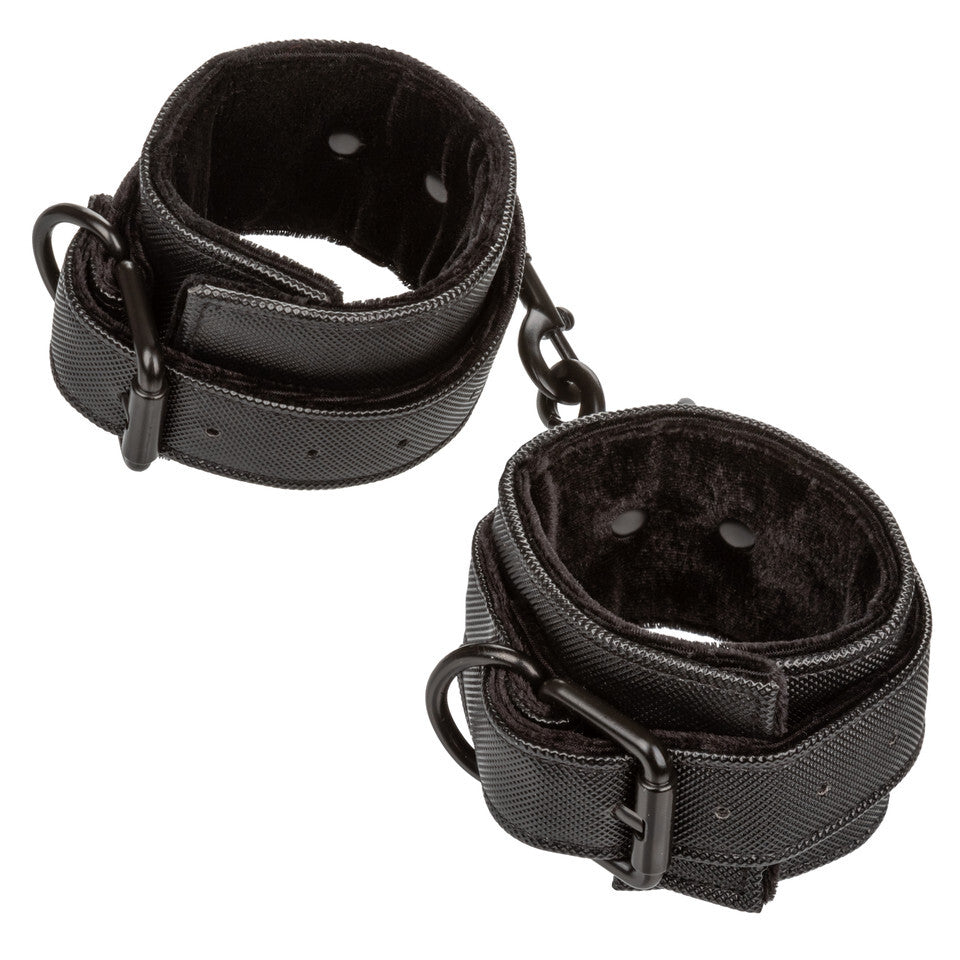 Boundless Black Vegan Leather Wrist Cuffs with Clasps