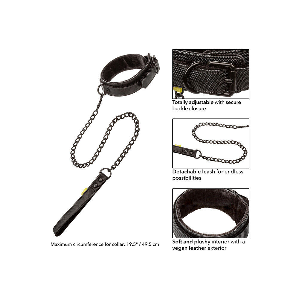 Boundless Black Vegan Leather Collar and Leash Set