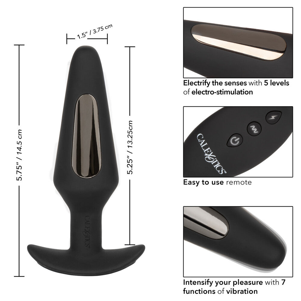 Volt Black Electro-Flare EStim Butt Plug with Remote Control