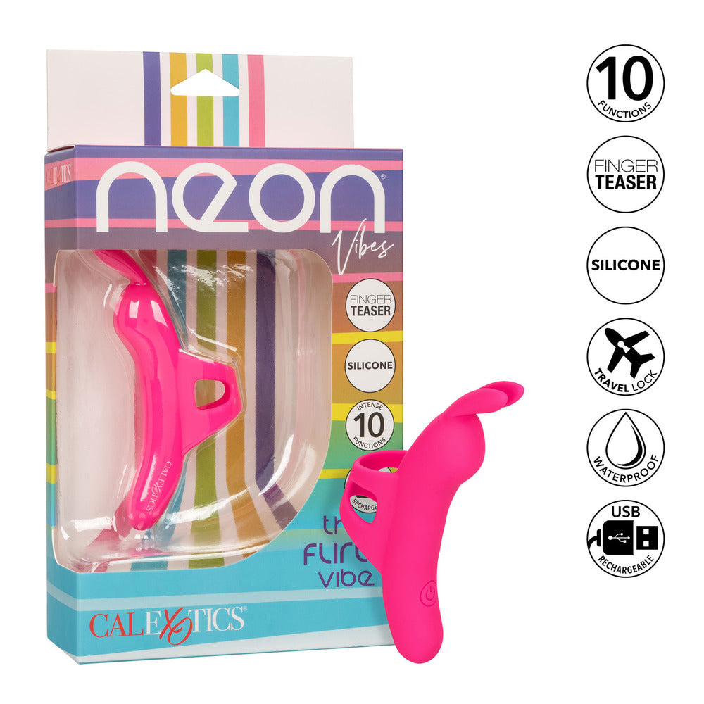 Neon Vibes Pink Ergonomic Finger Teaser with 10 Functions