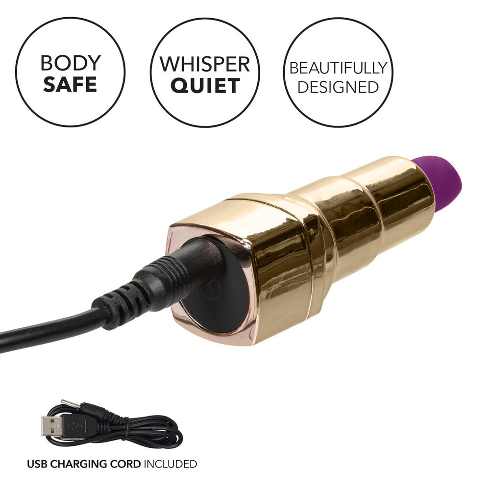 Naughty Bits Gold Lipstick Vibrator with 10 Functions