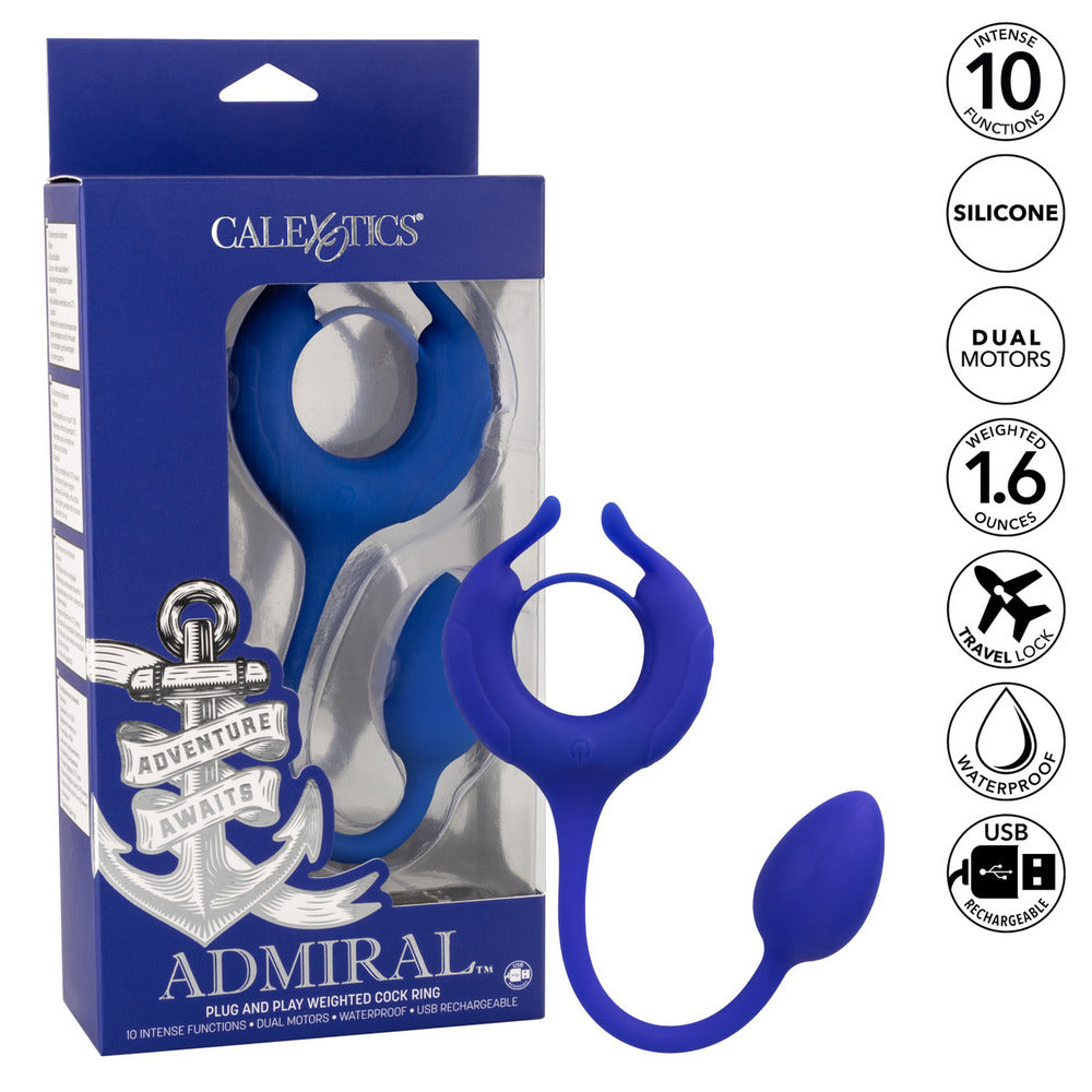 California Exotic Admiral Weighted Cock Ring and Egg and Packaging