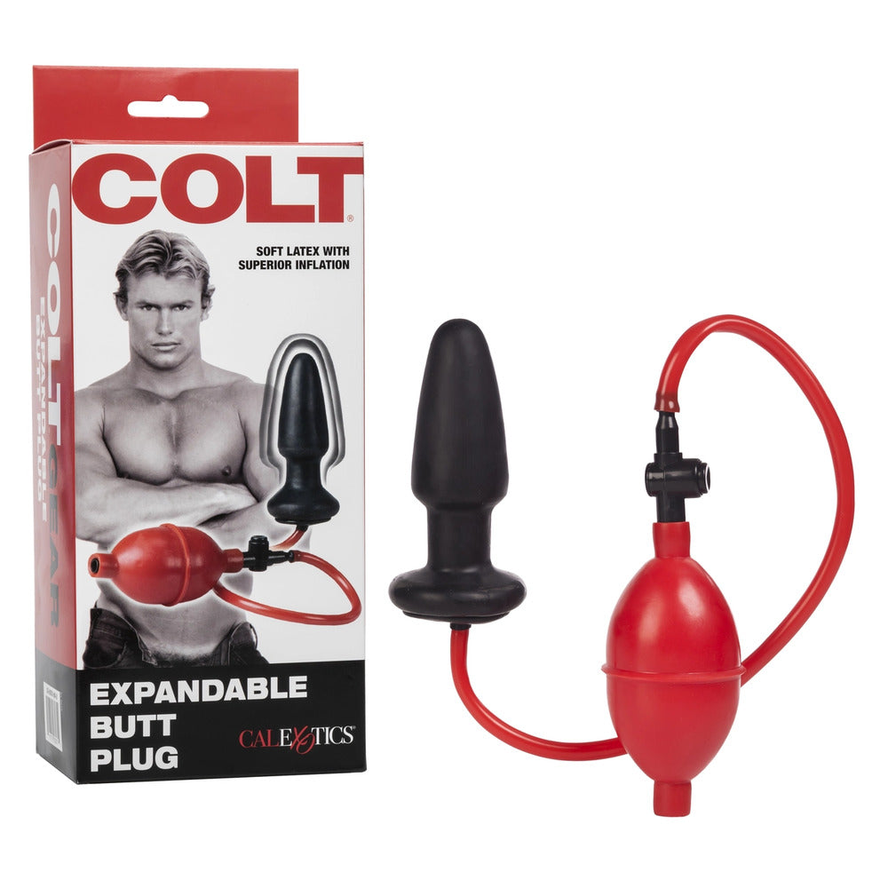 COLT Black and Red Inflatable Butt Plug with Girthy Base