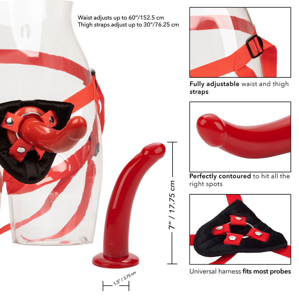 Sophias Red Strap On G-Spot Dildo with Adjustable Harness