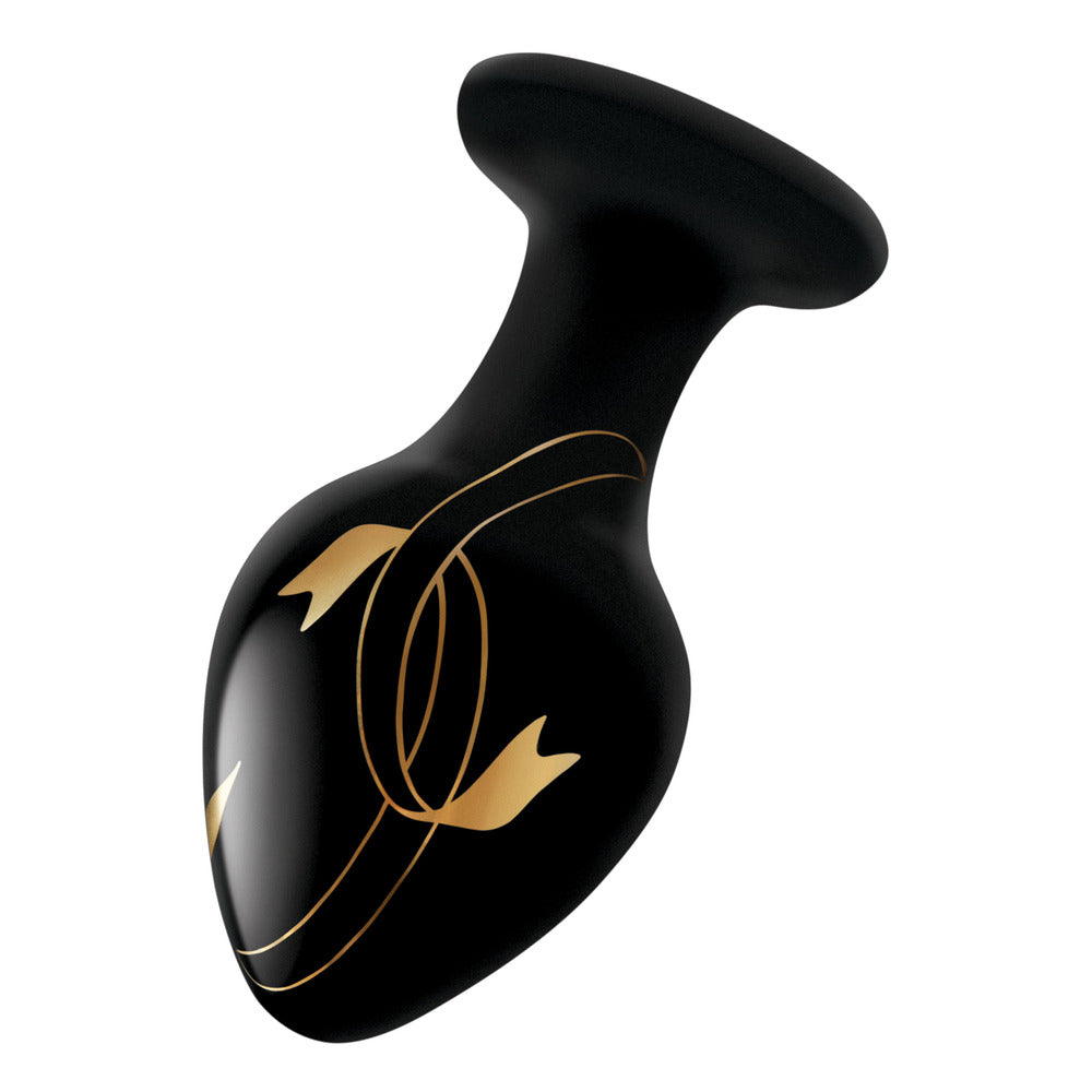 Secret Kisses Black Glass Butt Plug for Beginners 3.5 Inch