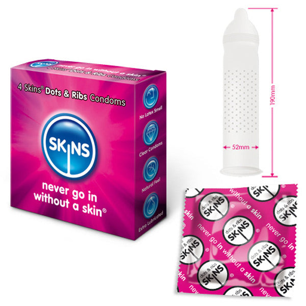 Skins Dots and Ribs Enhanced Pleasure Condoms 4 Pack
