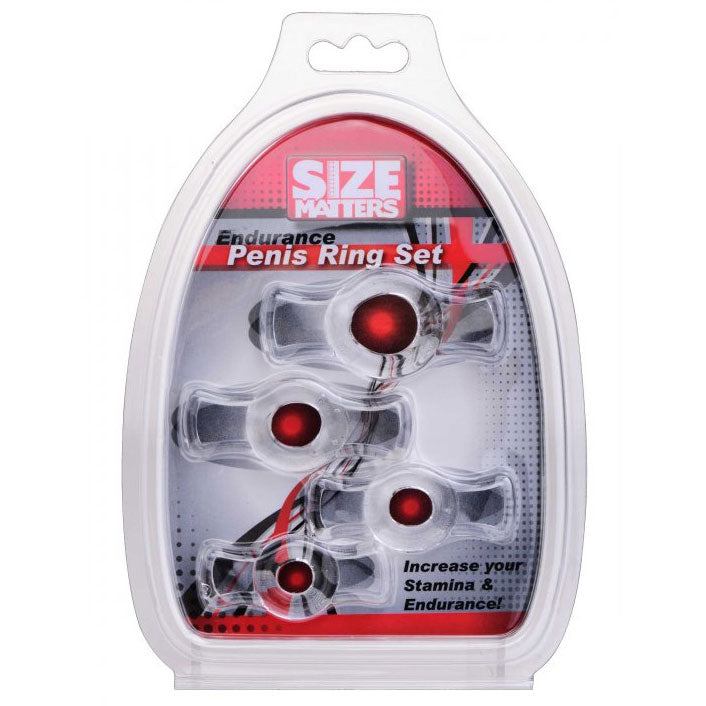 Size Matters Clear Rubber Endurance Penis Ring Set