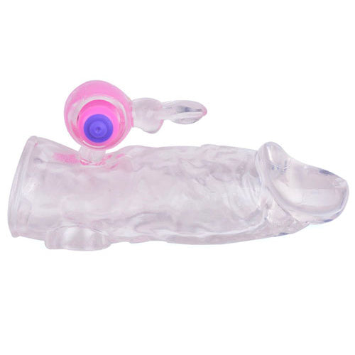 Clear Rabbit Vibrating Penis Extender - Skin-Safe Rubber