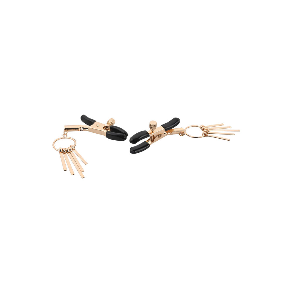 Sex and Mischief Gold Adjustable Rubber-Tipped Nipple Clamps