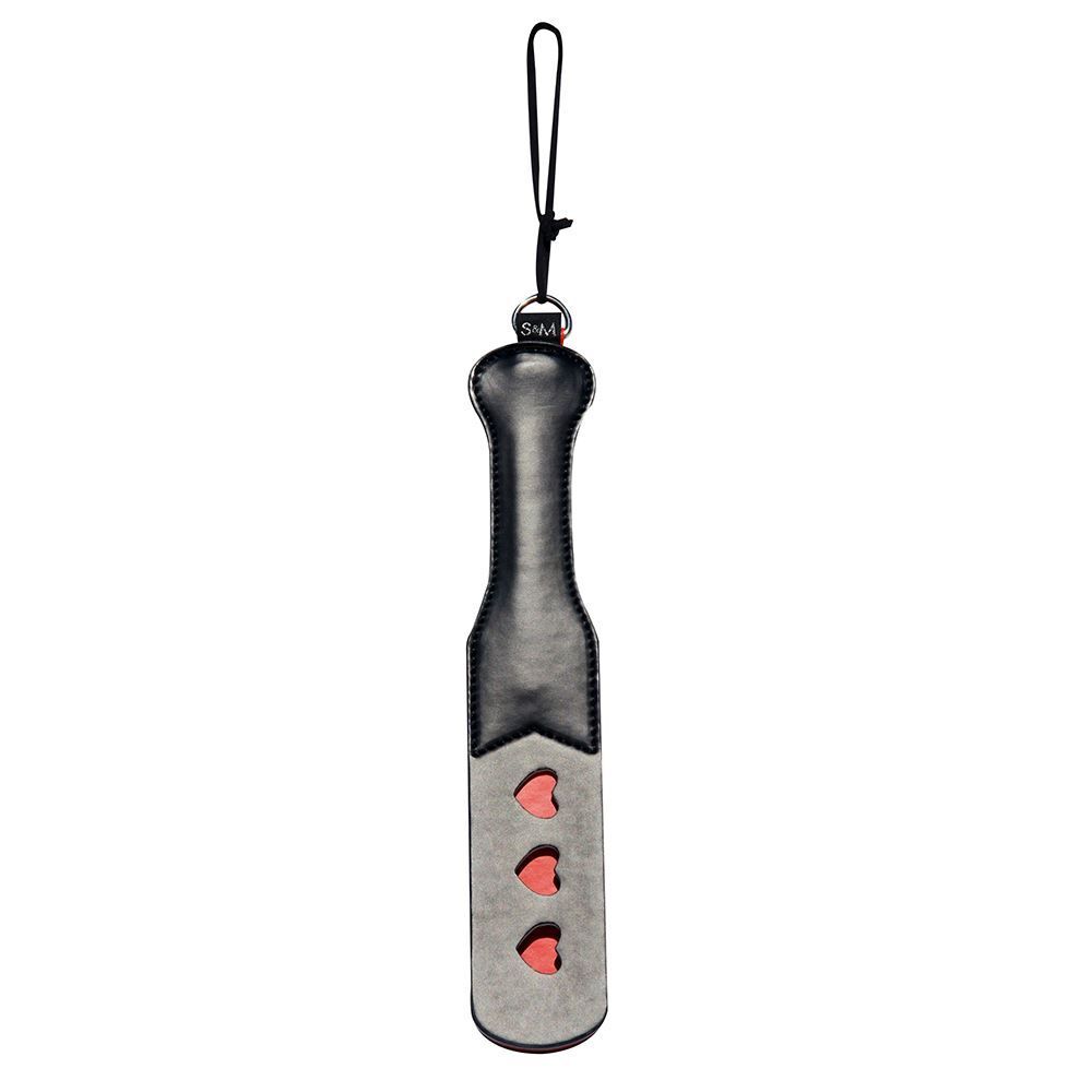 Sex And Mischief Black Heart Imprint Paddle with Vegan Leather