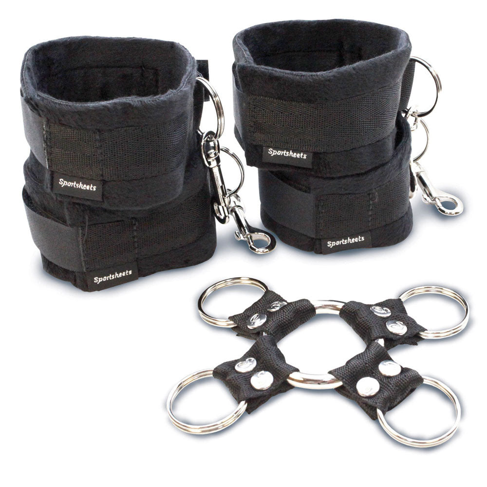 SportSheets Black 5 Piece Hog Tie and Cuff Restraint Set